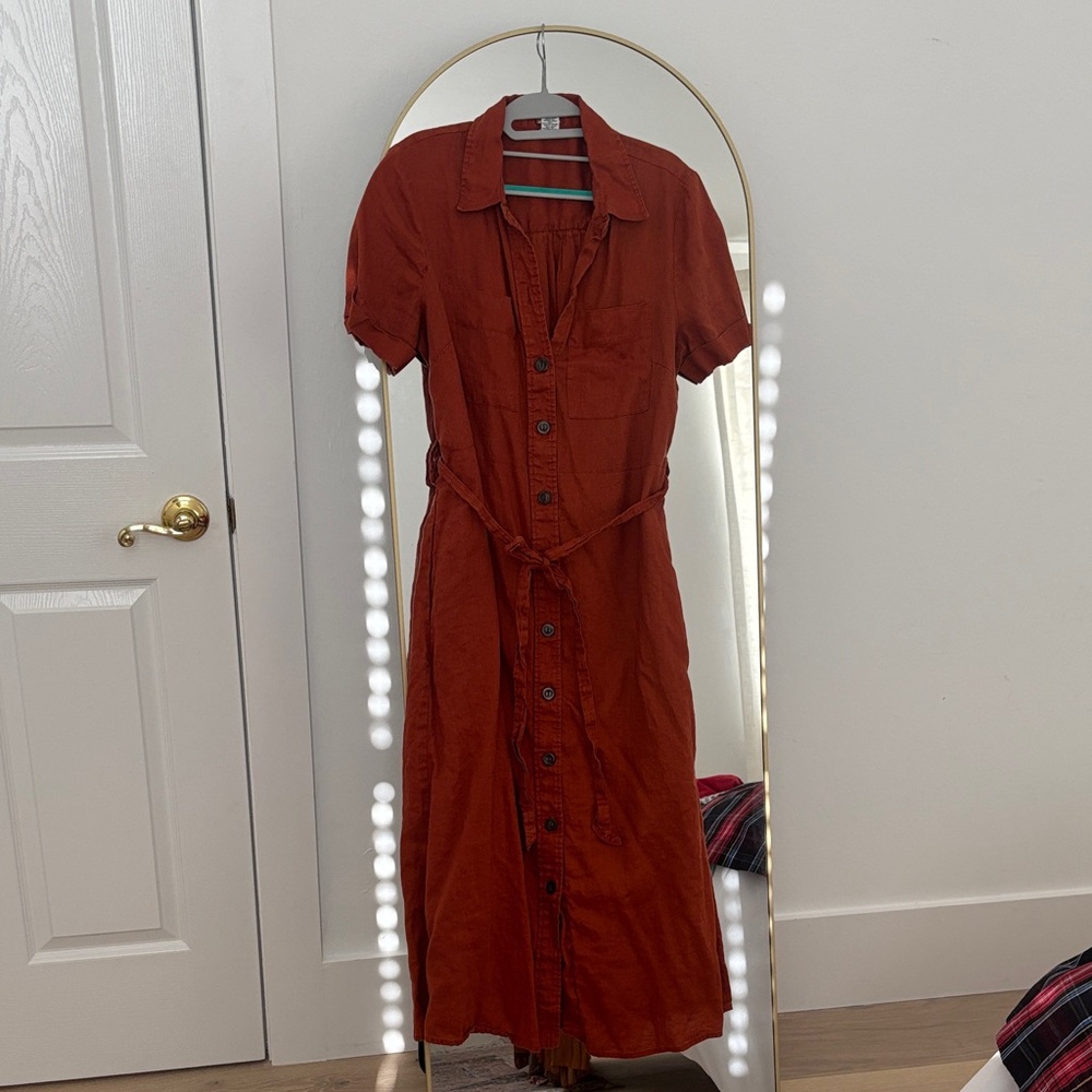 Magaschoni Terracotta Button-Front Midi Dress